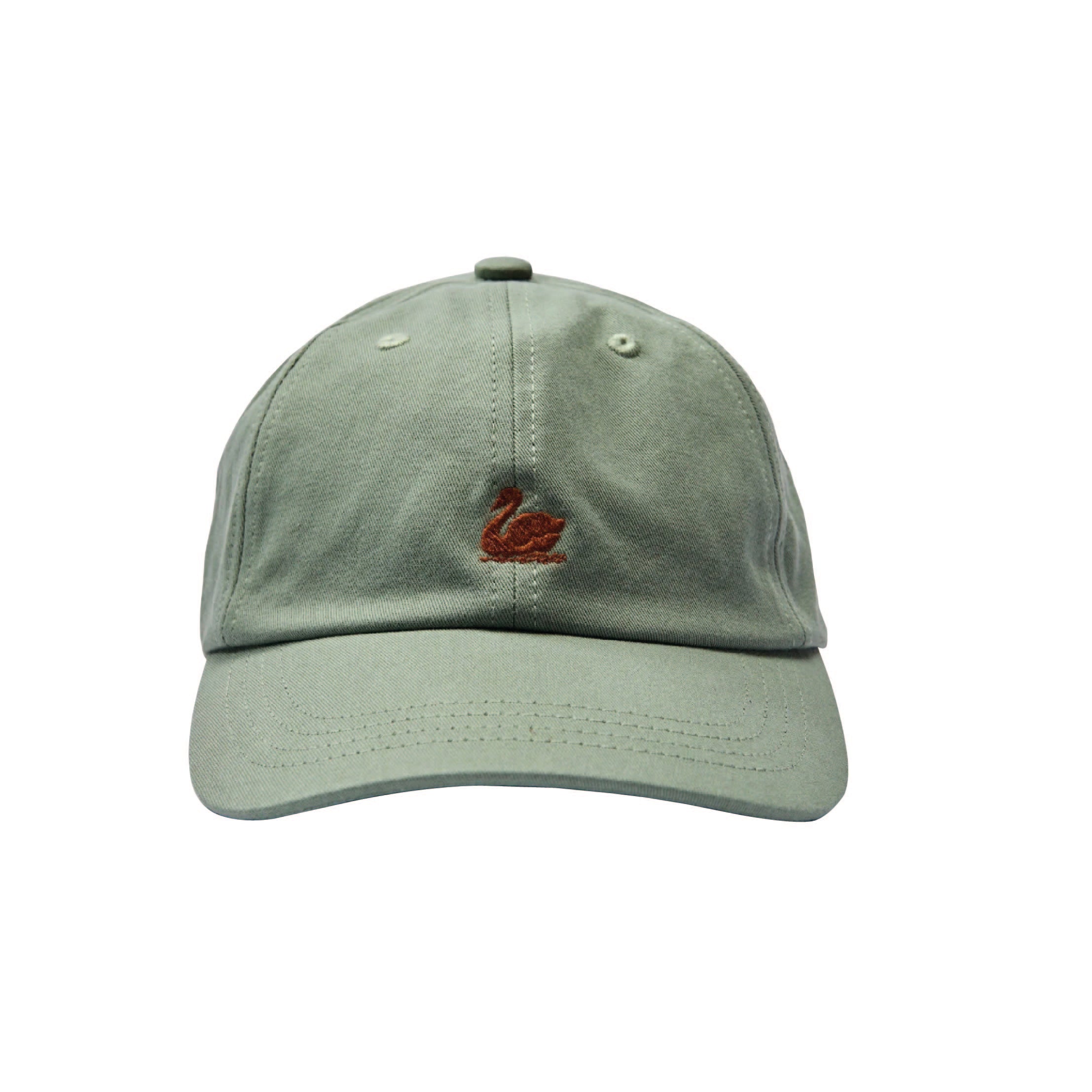 Merz b. Schwanen Swan Logo Cotton Twill Cap in Light Army/Nut – front view