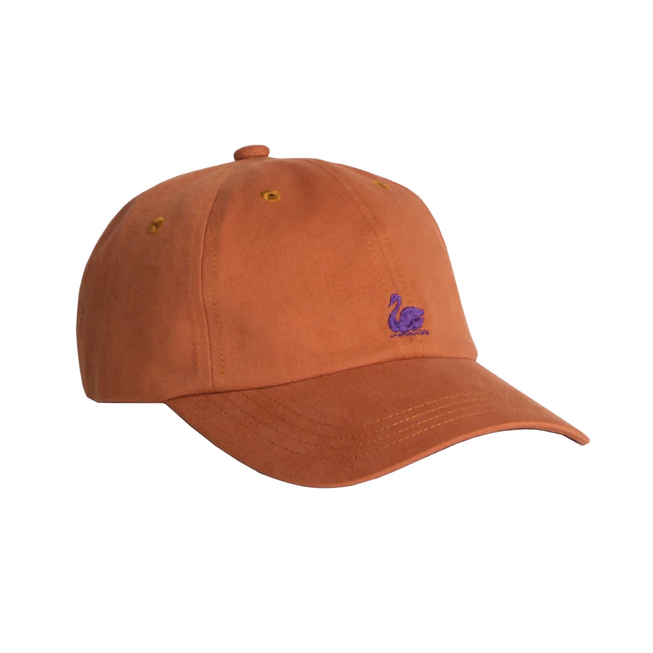 Merz b. Schwanen Swan Logo Cotton Twill Cap in Pumpkin – side view