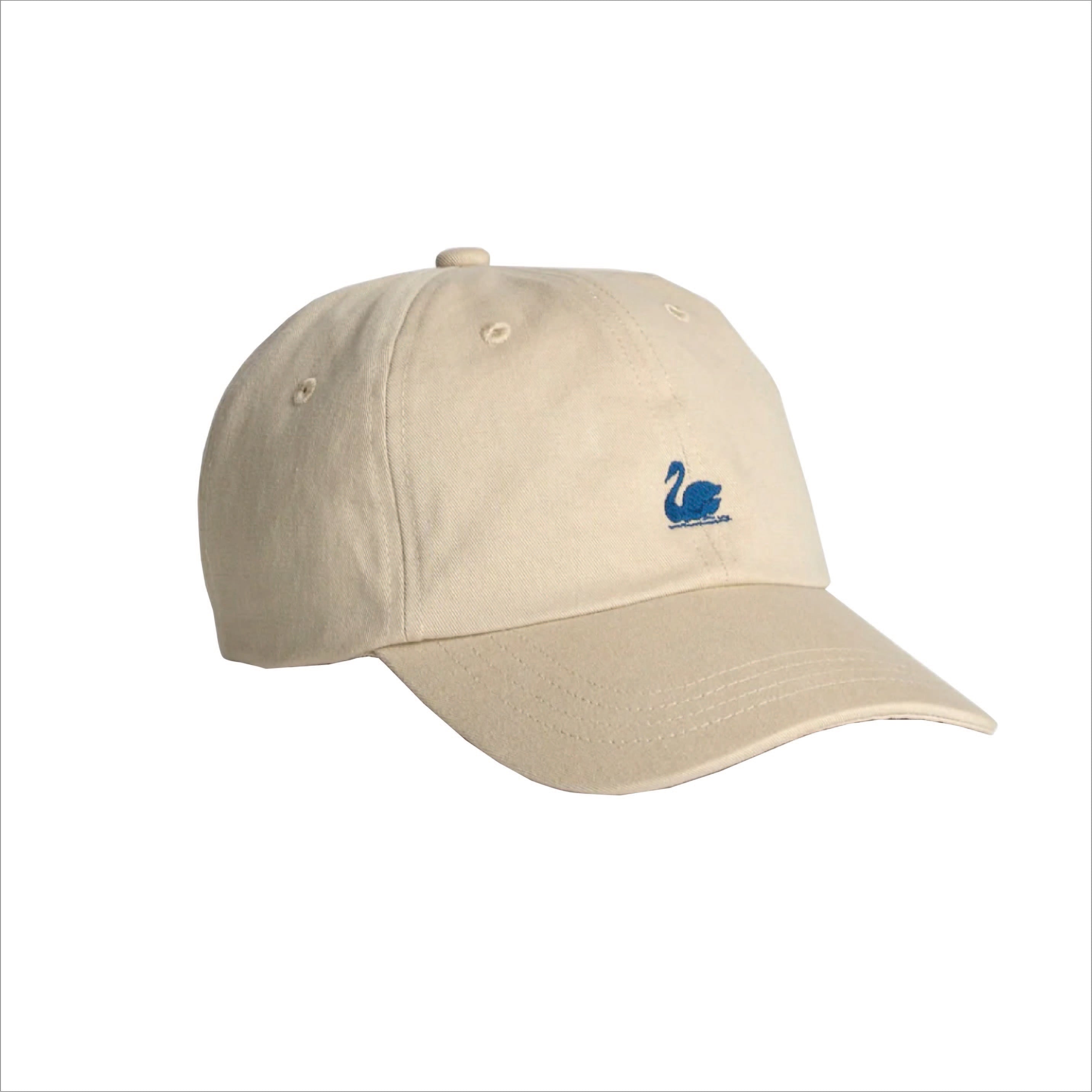 Swan Logo Cotton Twill Cap - Light Khaki/Deep Blue