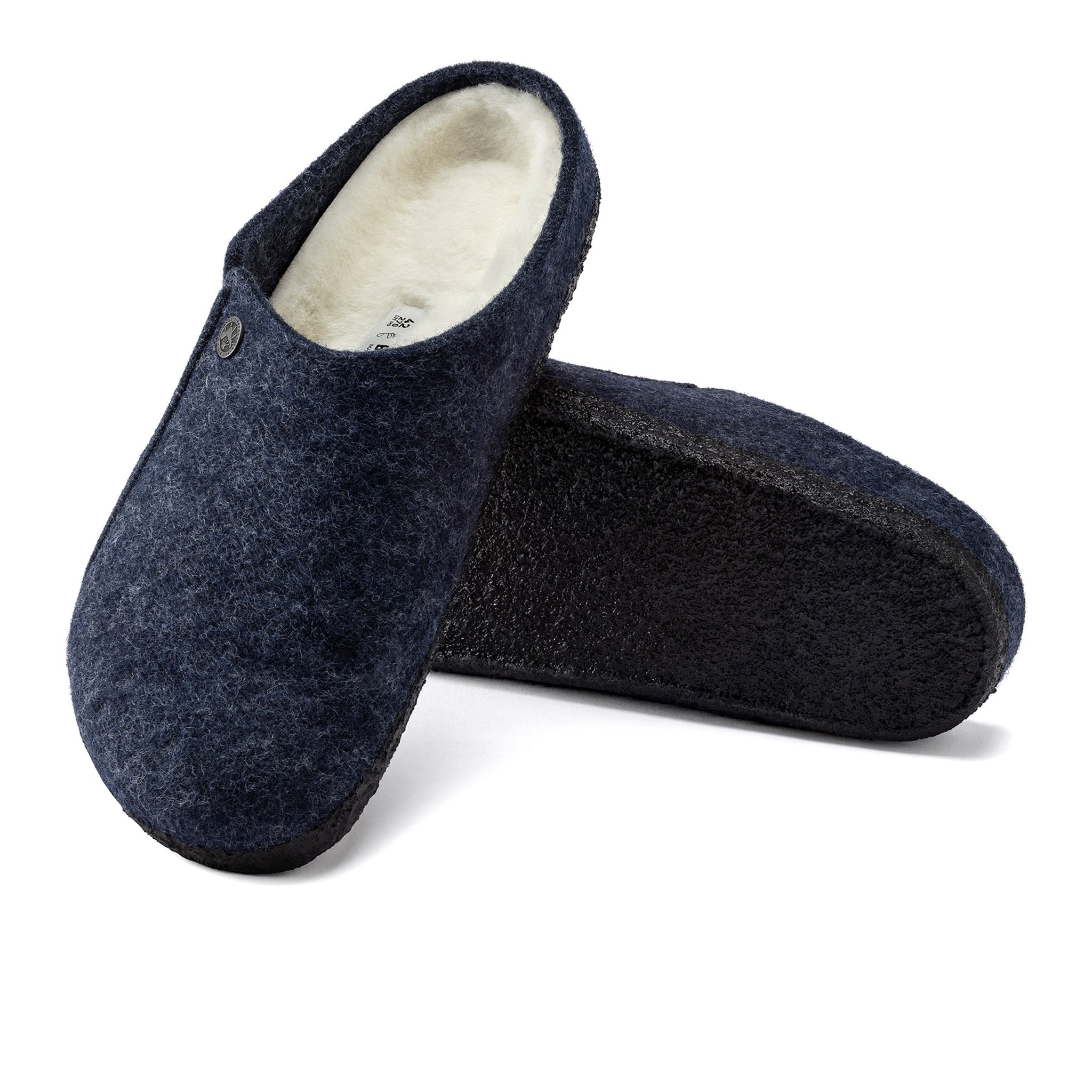 Zermatt Wool Felt Shearling Clogs - Dark Blue