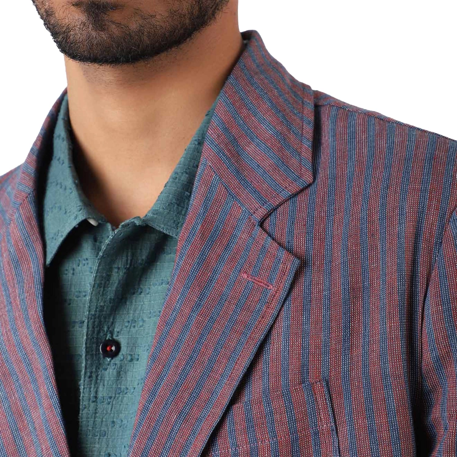 Hugh Handwoven Blazer - Stripe Red