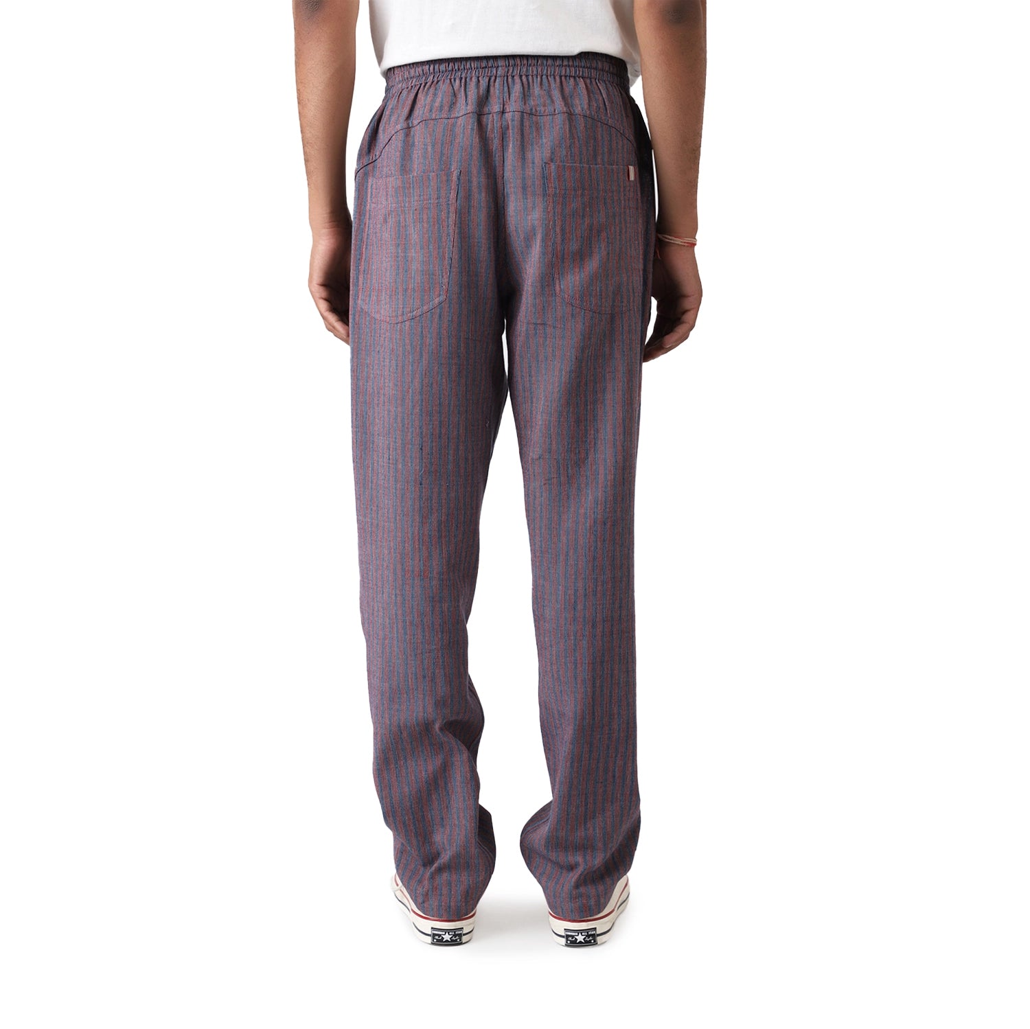 Lisboa Handwoven Trouser  - Stripe Red