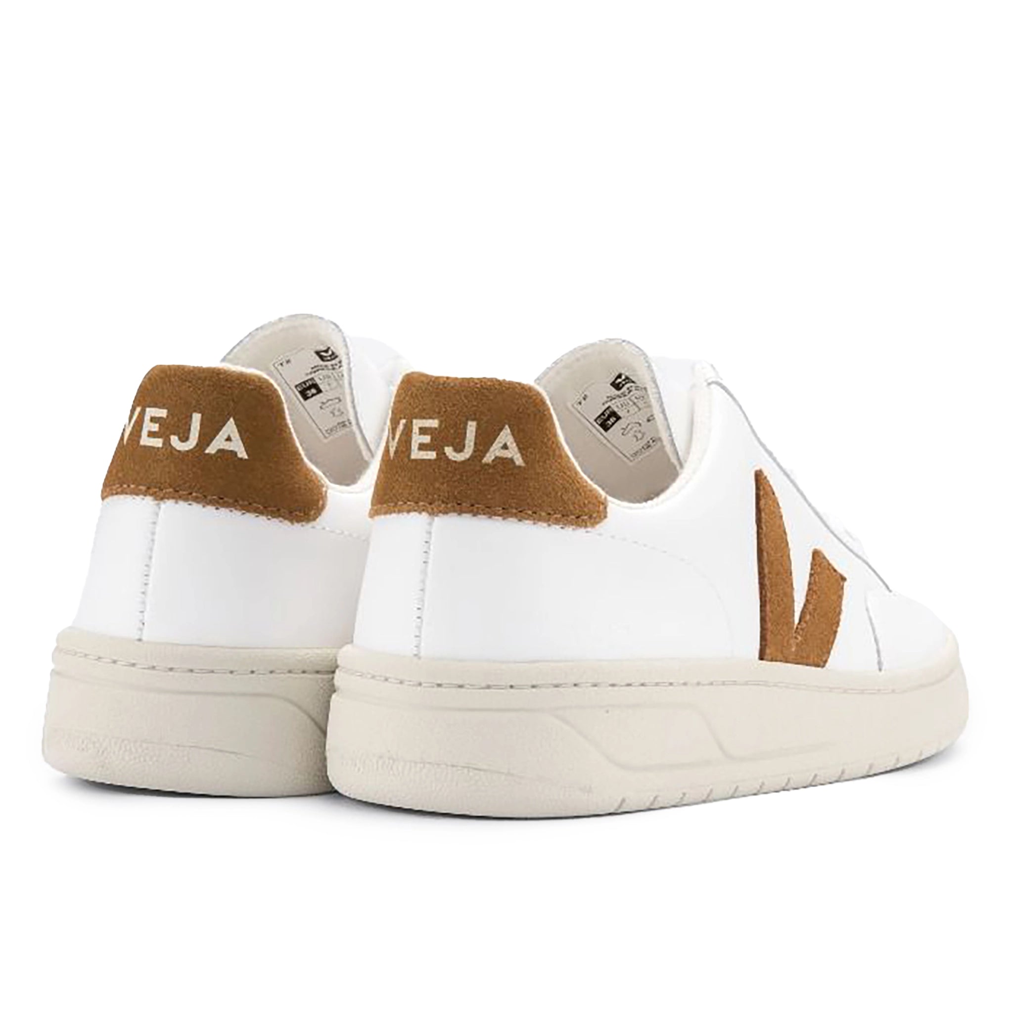 VEJA V-12 Leather Trainer - Extra White Camel