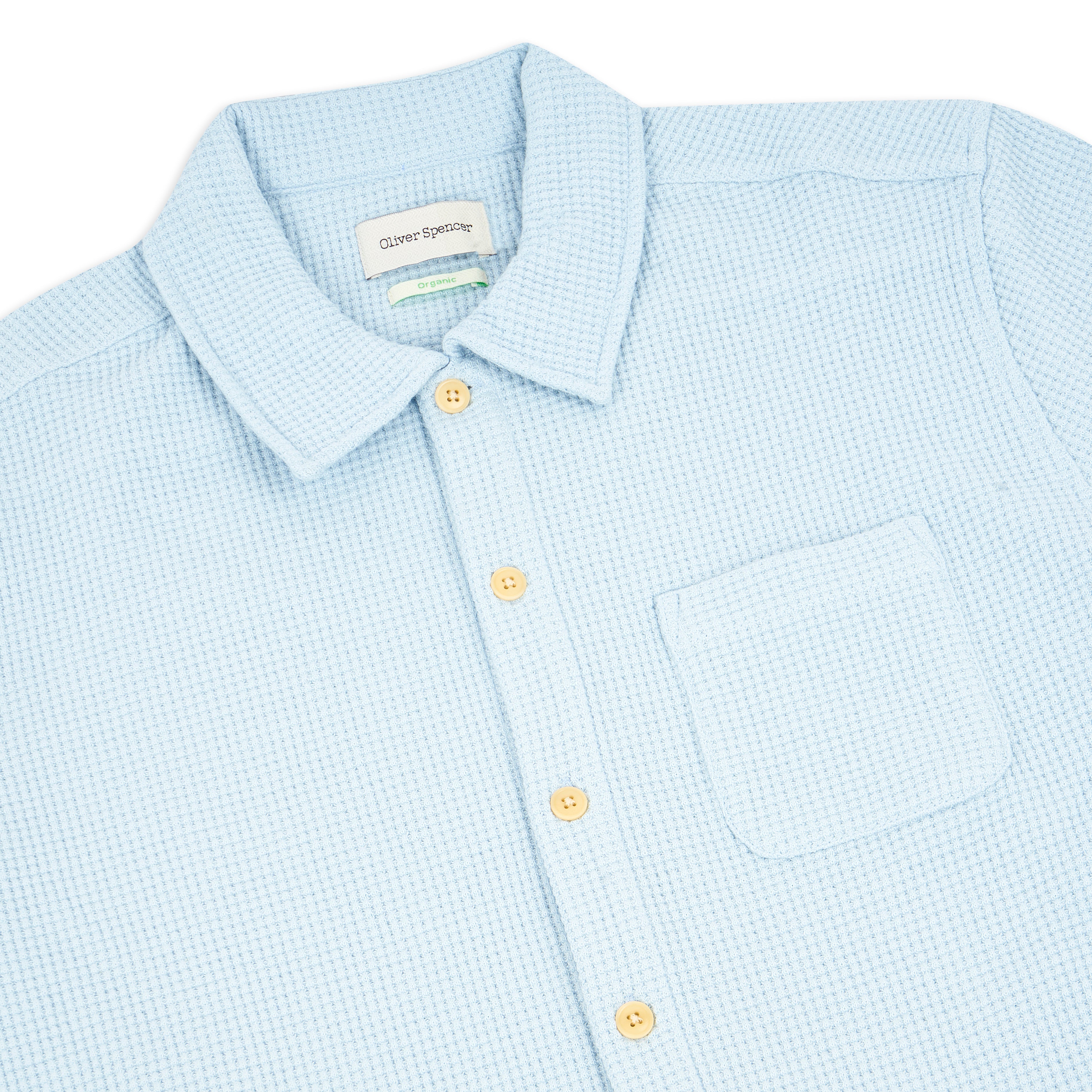 Oliver Spencer Morval Riviera Short Sleeve Jersey Shirt - Sky Blue - Burrows and Hare