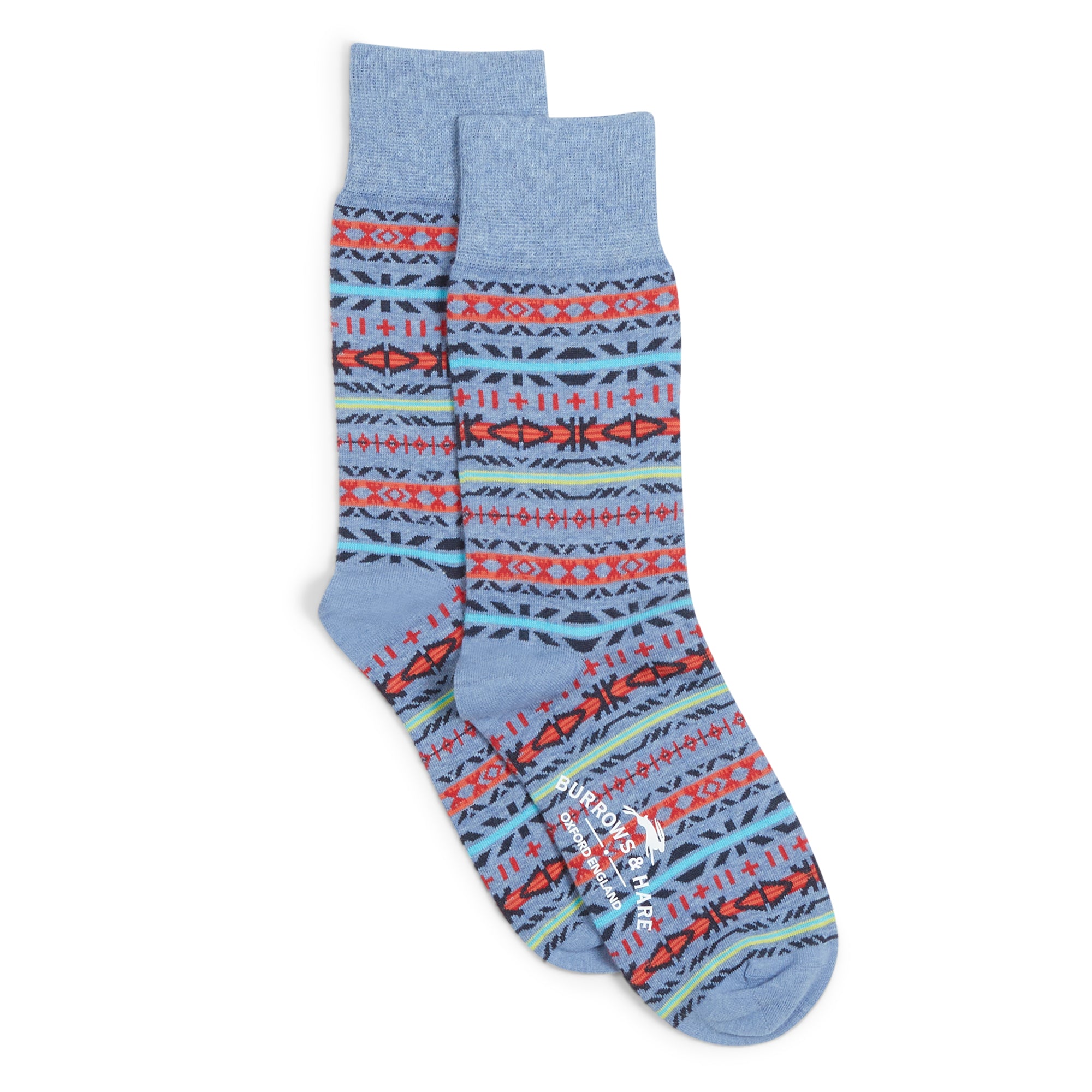 Burrows & Hare Fairisle Socks - Blue - Burrows and Hare