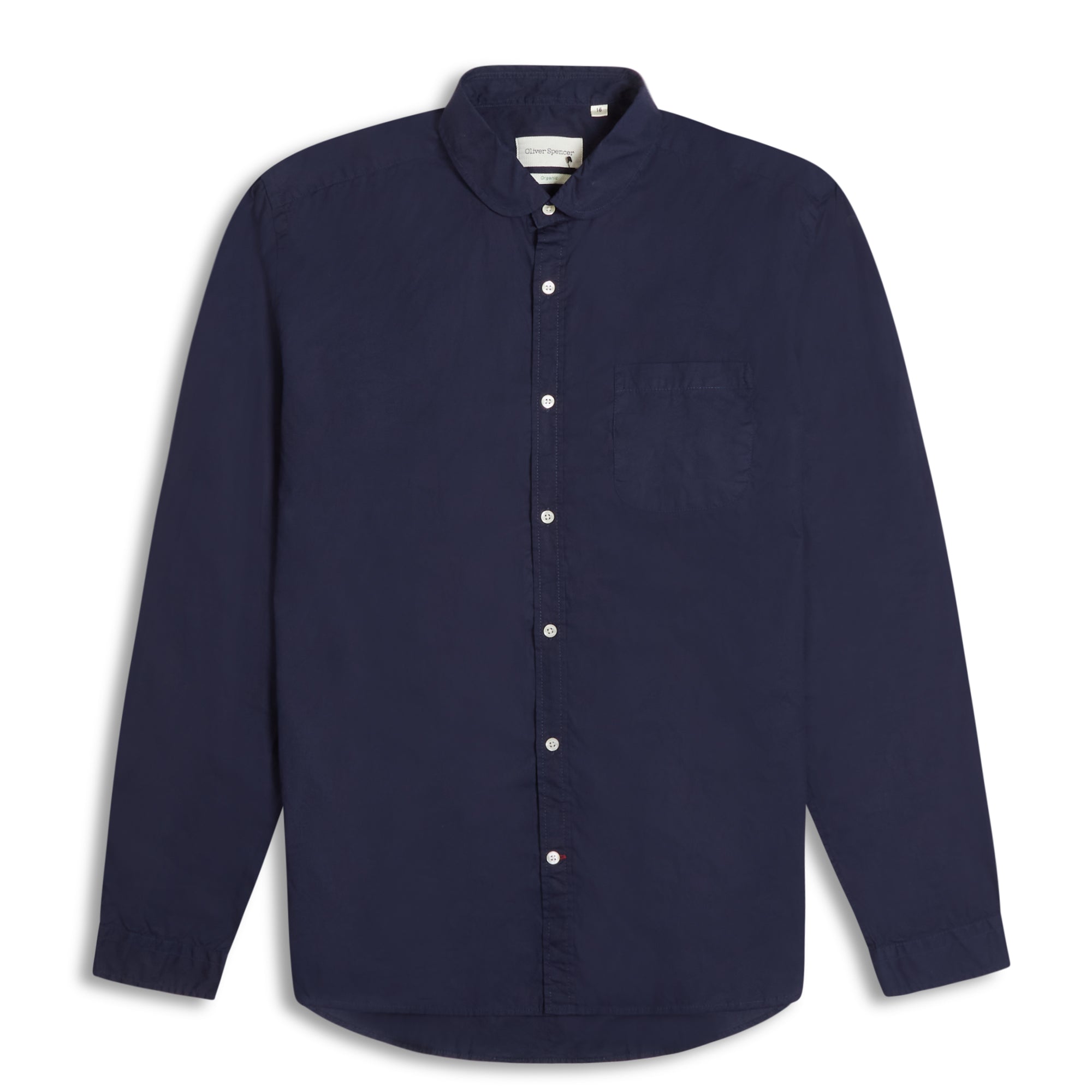 Oliver Spencer Eton Collar Shirt Abbott - Navy - Burrows and Hare