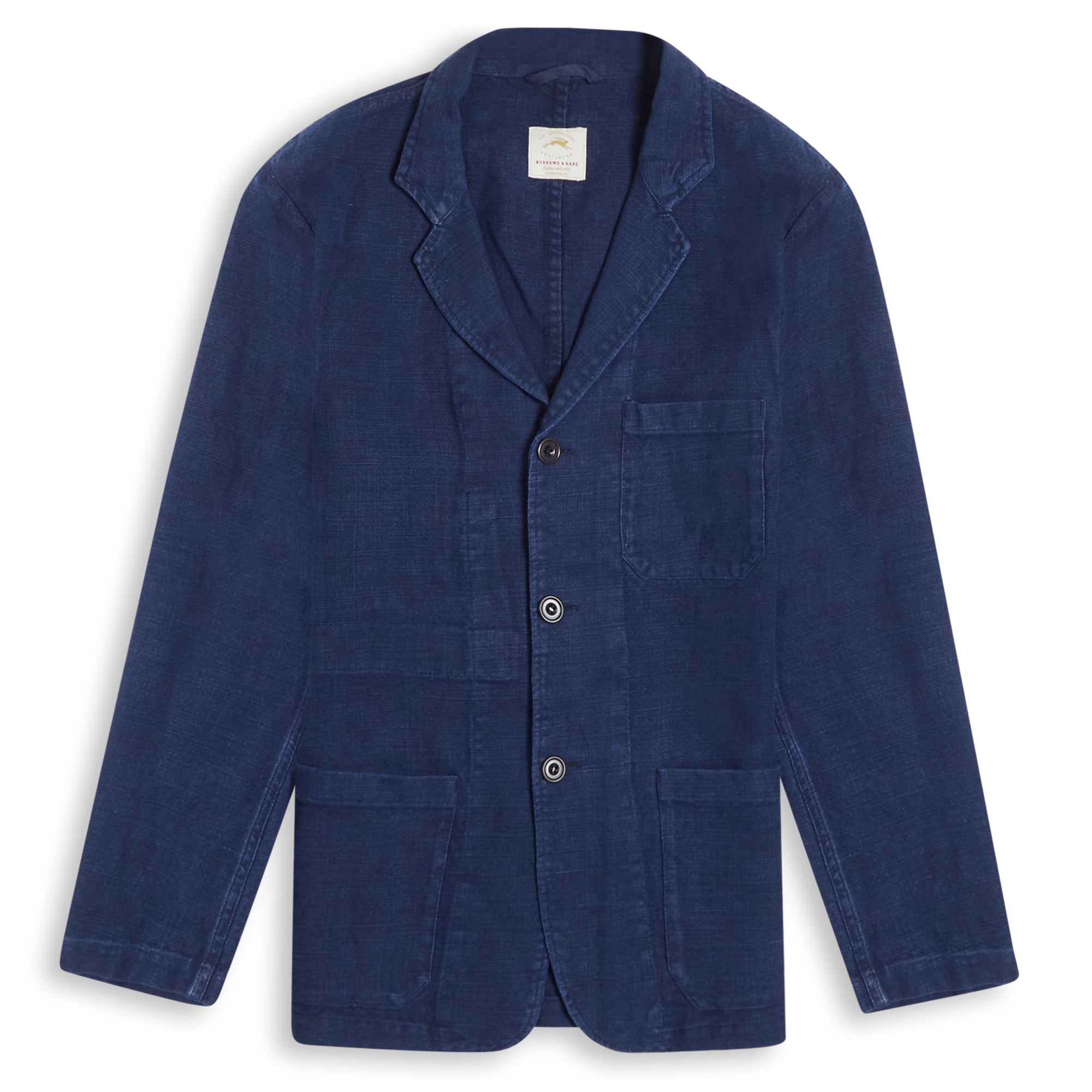 Burrows & Hare Linen Crosshatch Blazer - Navy - Burrows and Hare