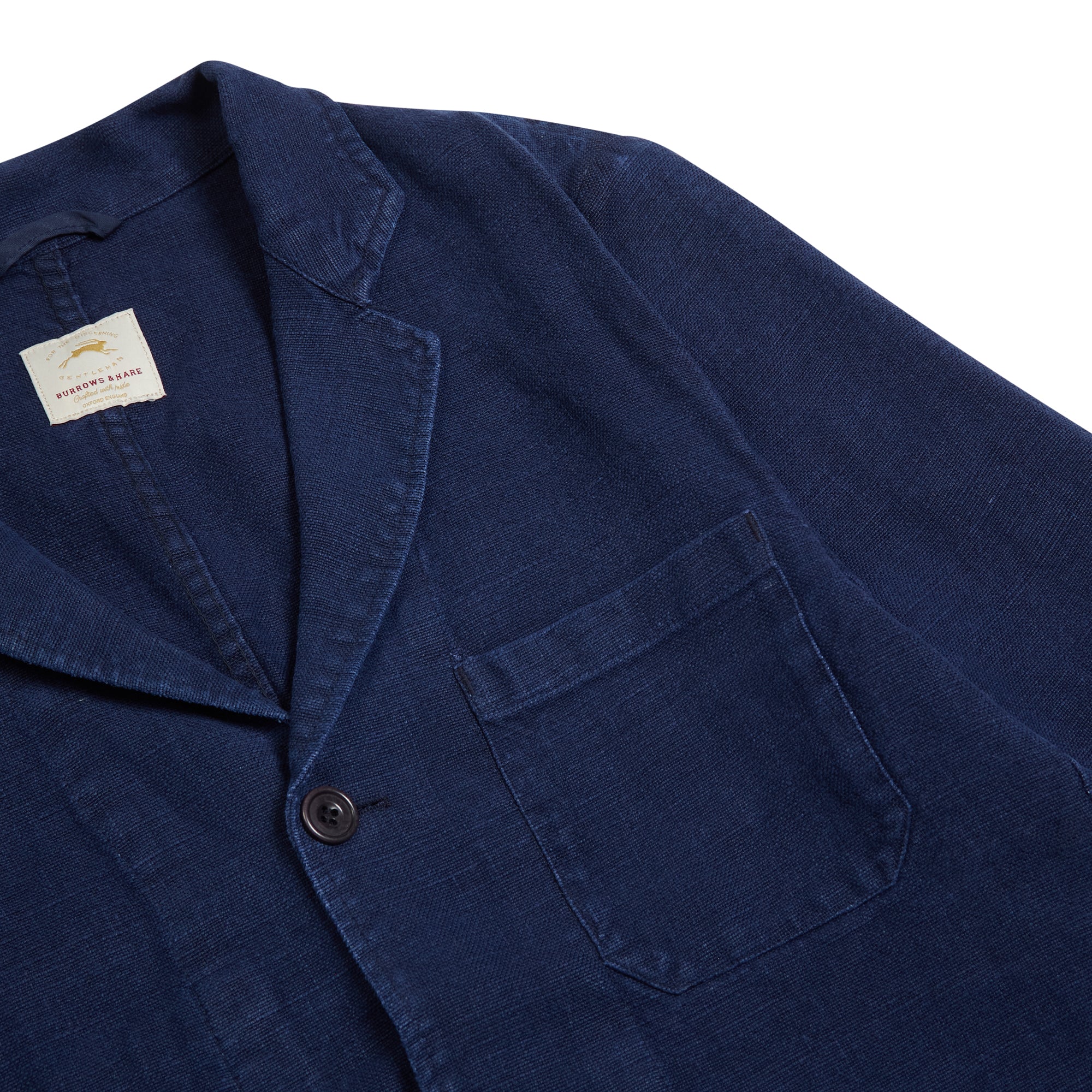 Burrows & Hare Linen Crosshatch Blazer - Navy - Burrows and Hare