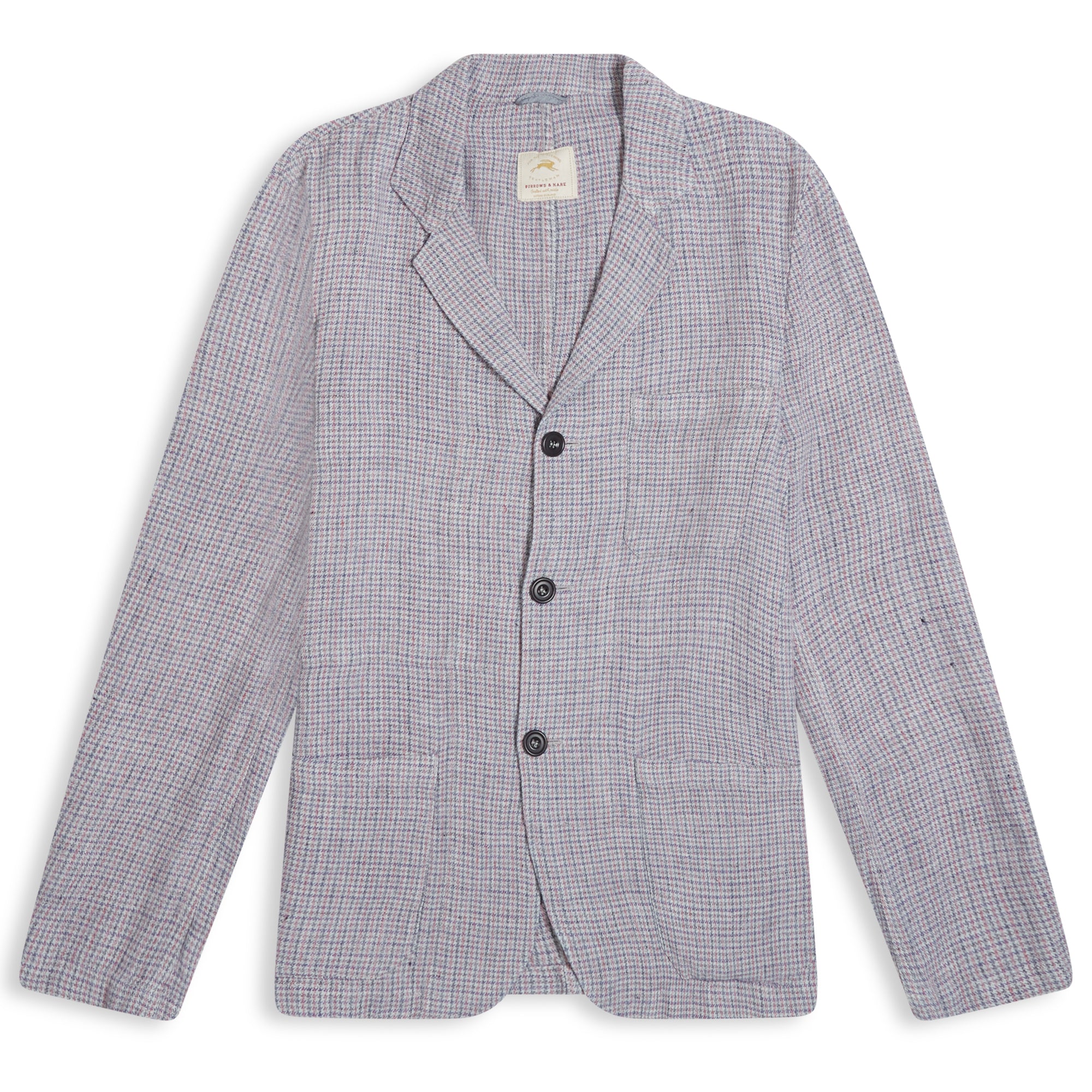 Burrows & Hare Houndstooth Linen Blazer - Pink/Grey - Burrows and Hare