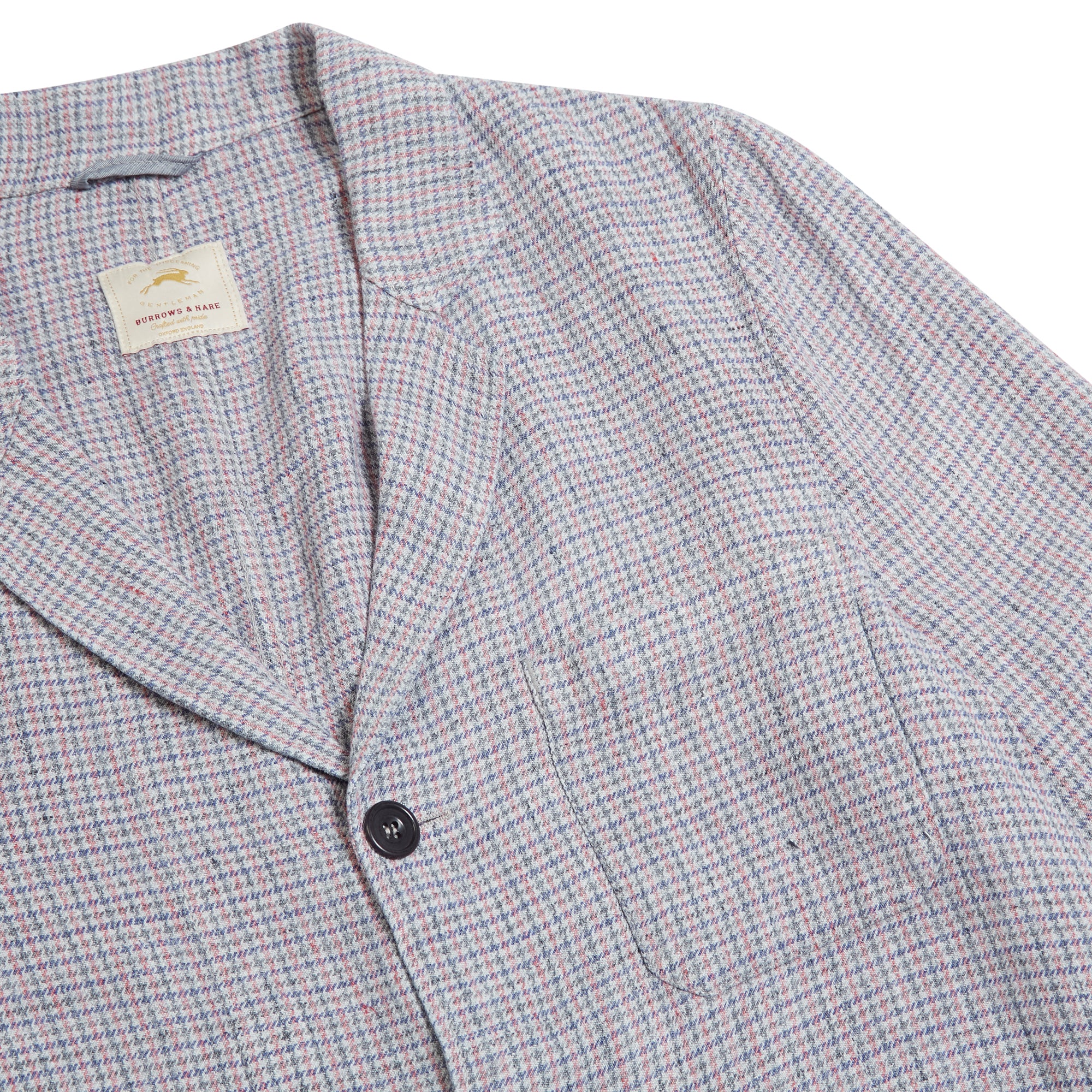 Burrows & Hare Houndstooth Linen Blazer - Pink/Grey - Burrows and Hare