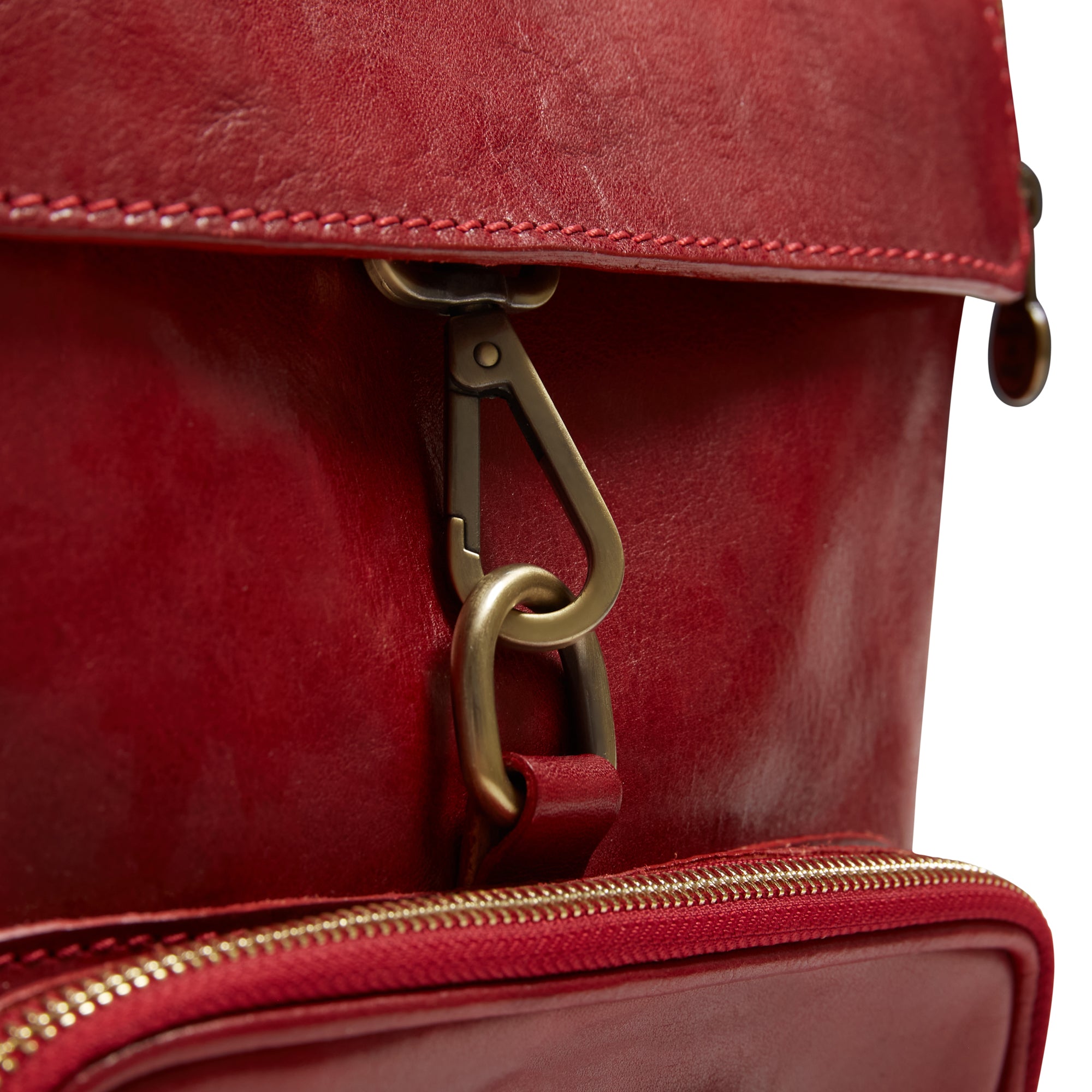 Leather Backpack  Red