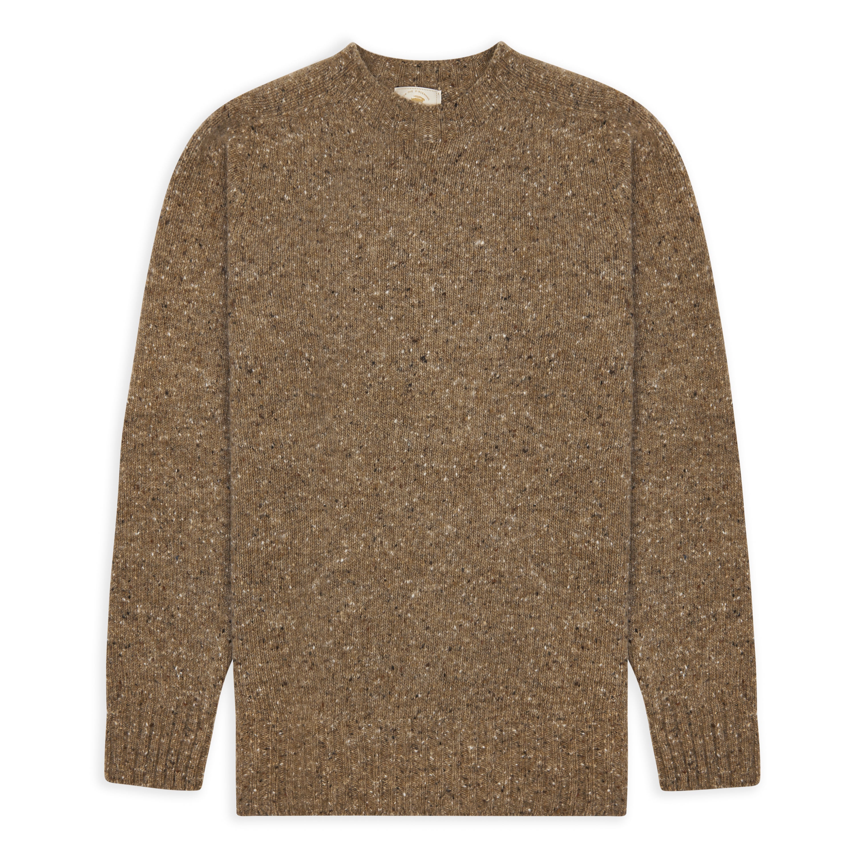 Burrows & Hare Merino Donegal Crew Neck Jumper - Light Brown - Burrows and Hare