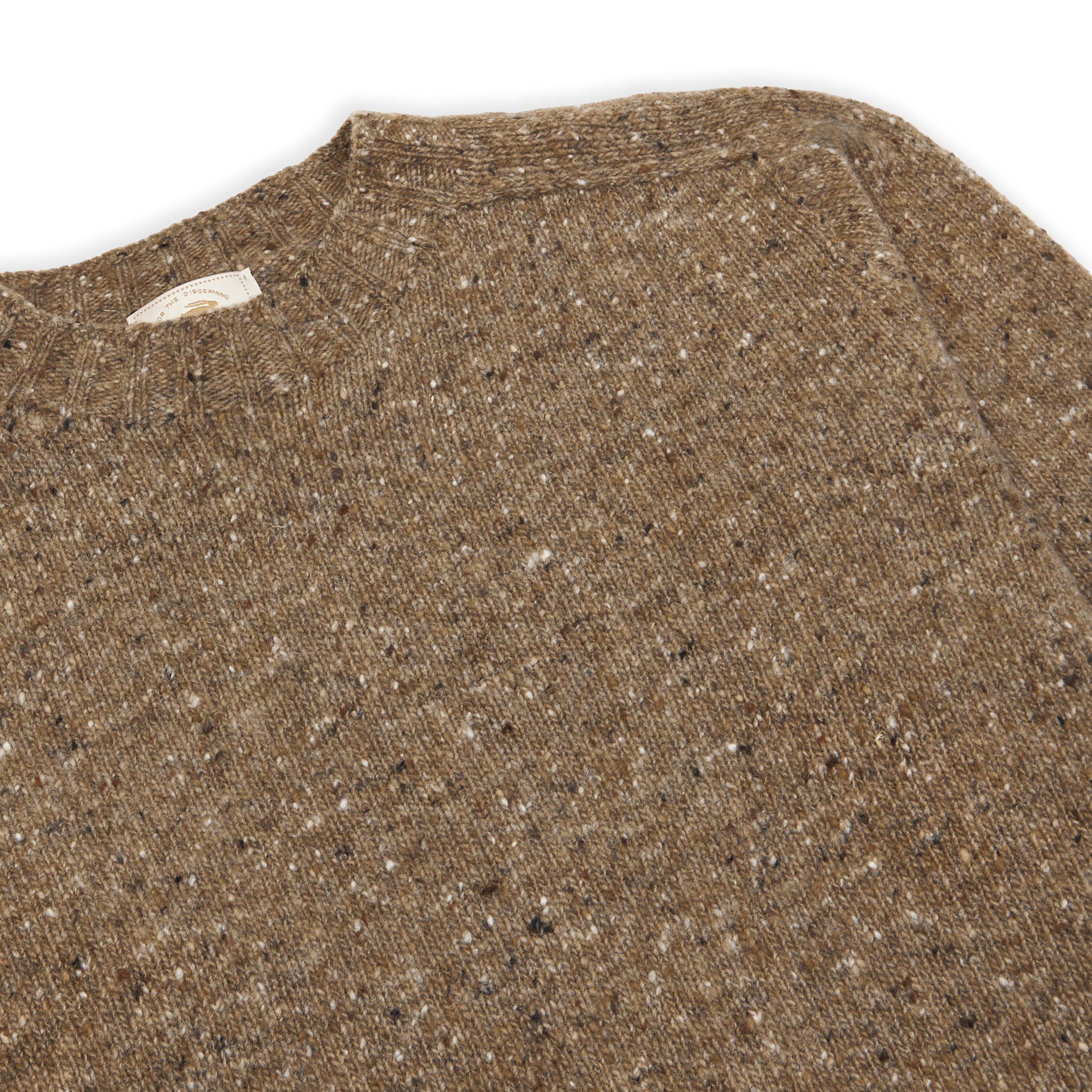 Burrows & Hare Merino Donegal Crew Neck Jumper - Light Brown - Burrows and Hare