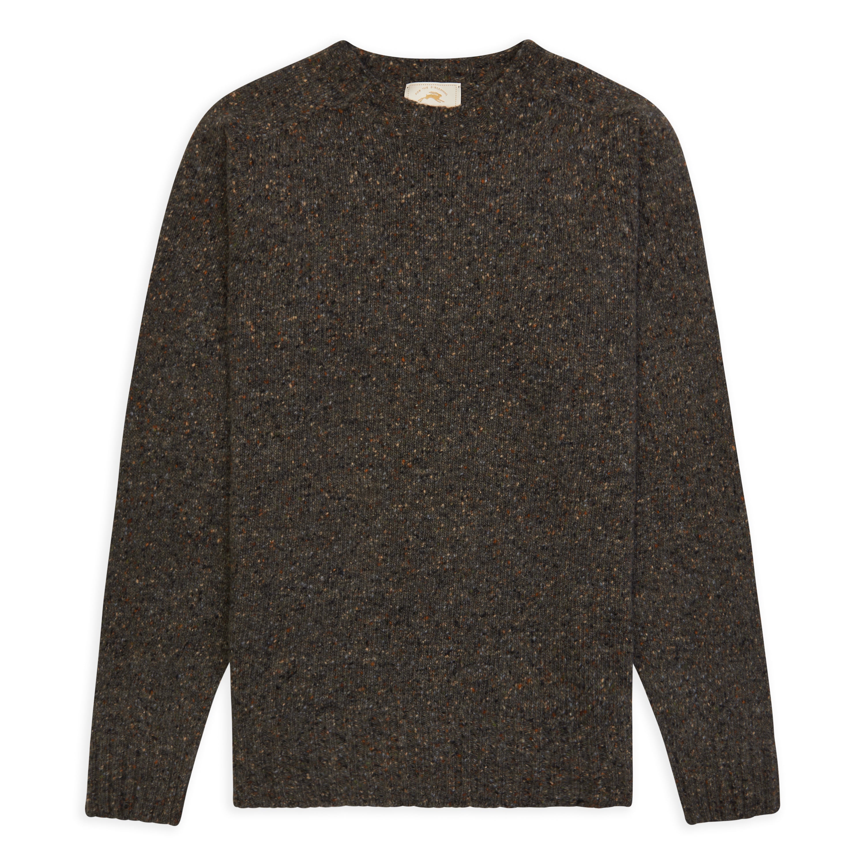 Burrows & Hare Merino Donegal Crew Neck Jumper - Dark Grey - Burrows and Hare