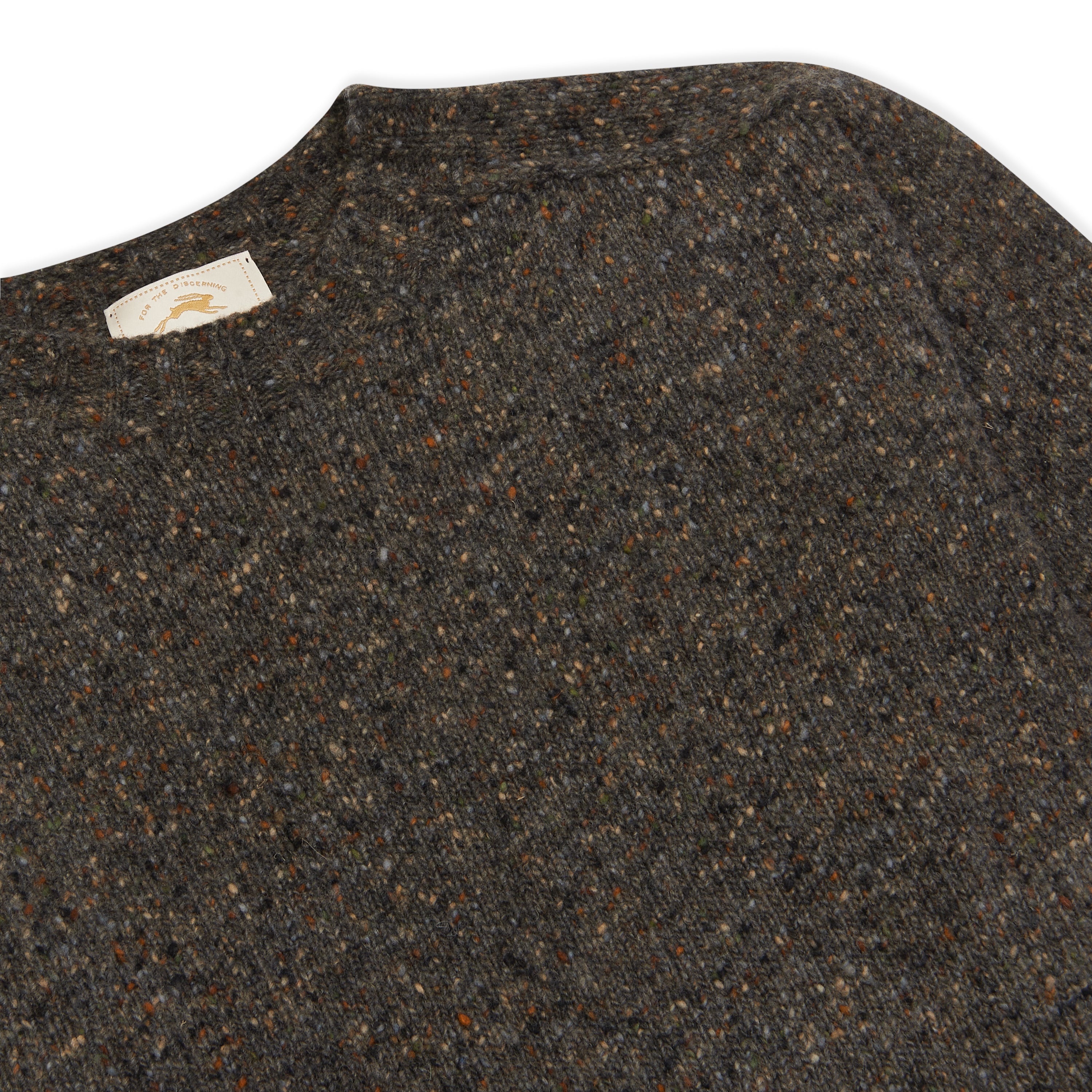 Burrows & Hare Merino Donegal Crew Neck Jumper - Dark Grey - Burrows and Hare