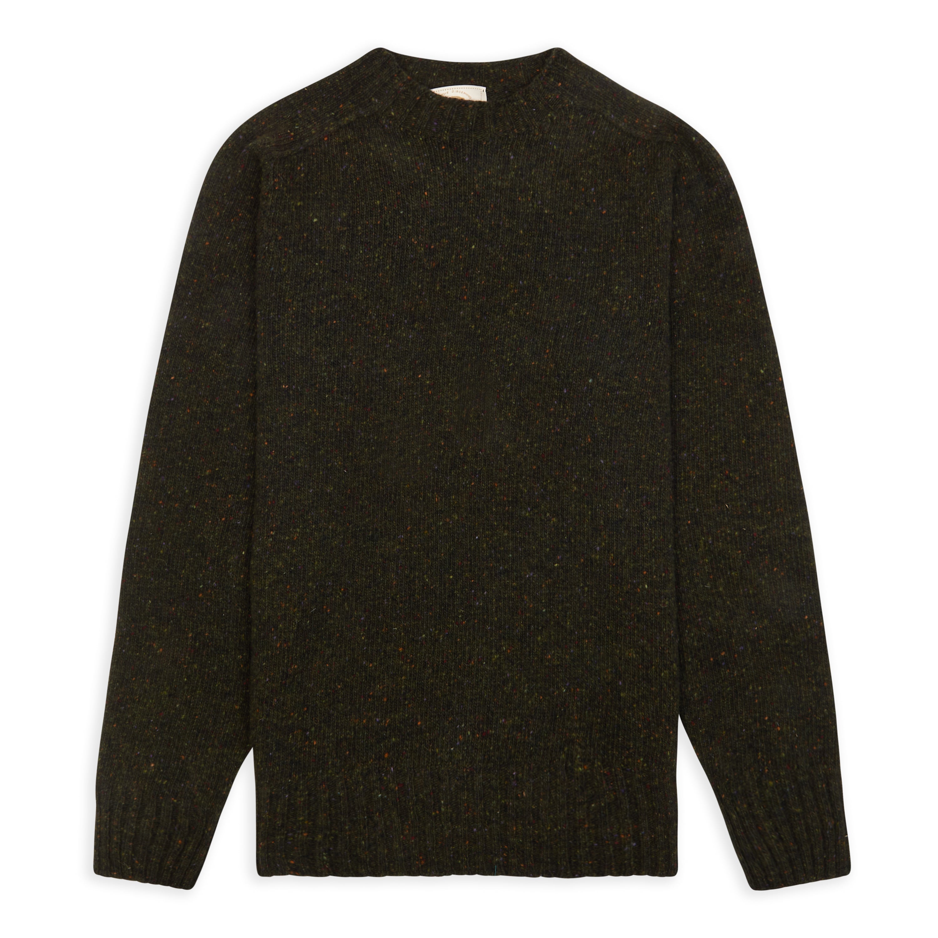 Burrows & Hare Merino Donegal Crew Neck Jumper - Dark Green - Burrows and Hare