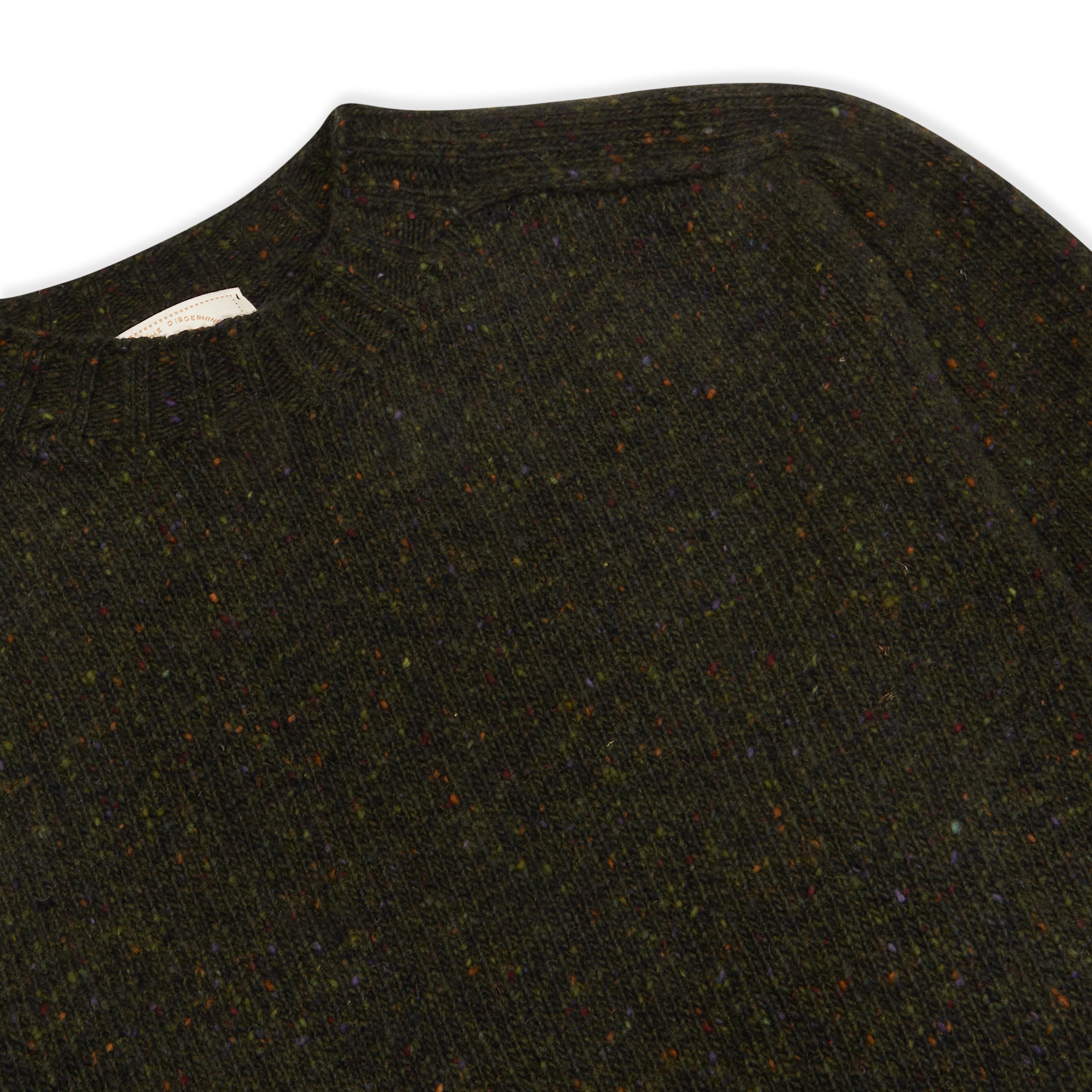 Burrows & Hare Merino Donegal Crew Neck Jumper - Dark Green - Burrows and Hare