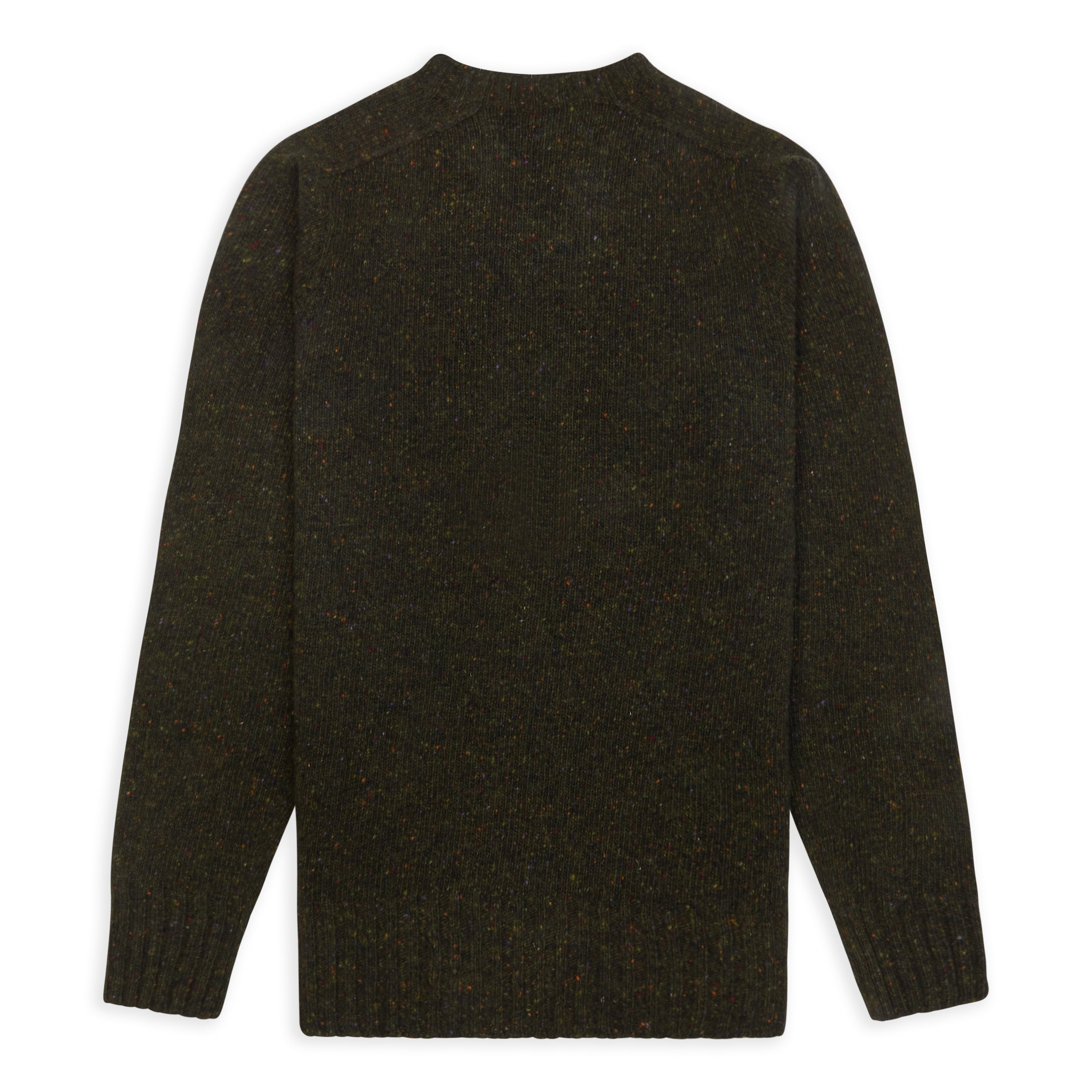 Burrows & Hare Merino Donegal Crew Neck Jumper - Dark Green - Burrows and Hare