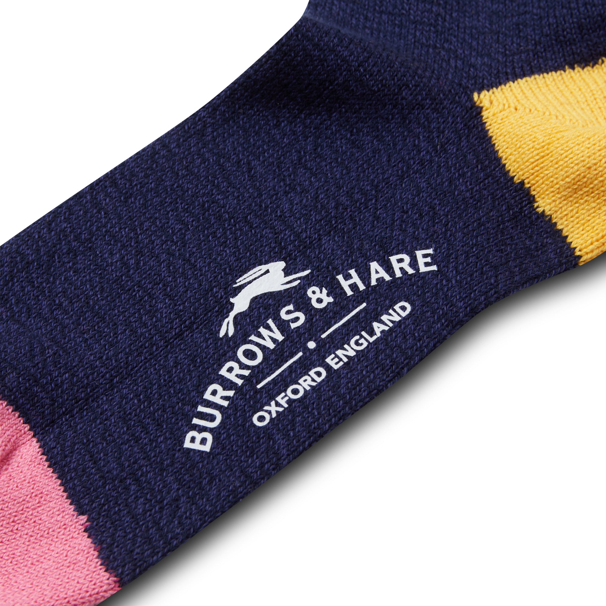 Burrows & Hare Stripe Cuff Socks - Navy - Burrows and Hare