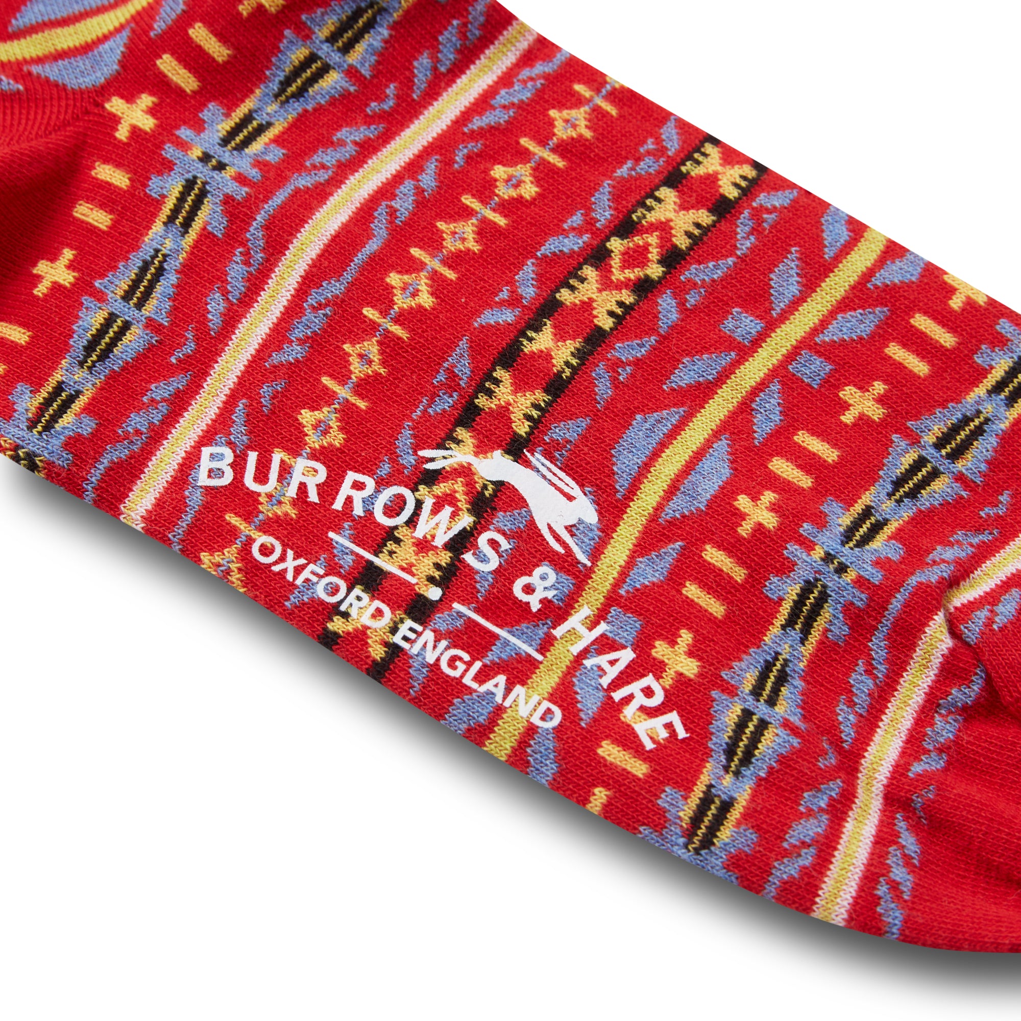 Burrows & Hare Fairisle Socks - Red - Burrows and Hare