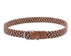  Woven Belt - Green, Ecru & Red 