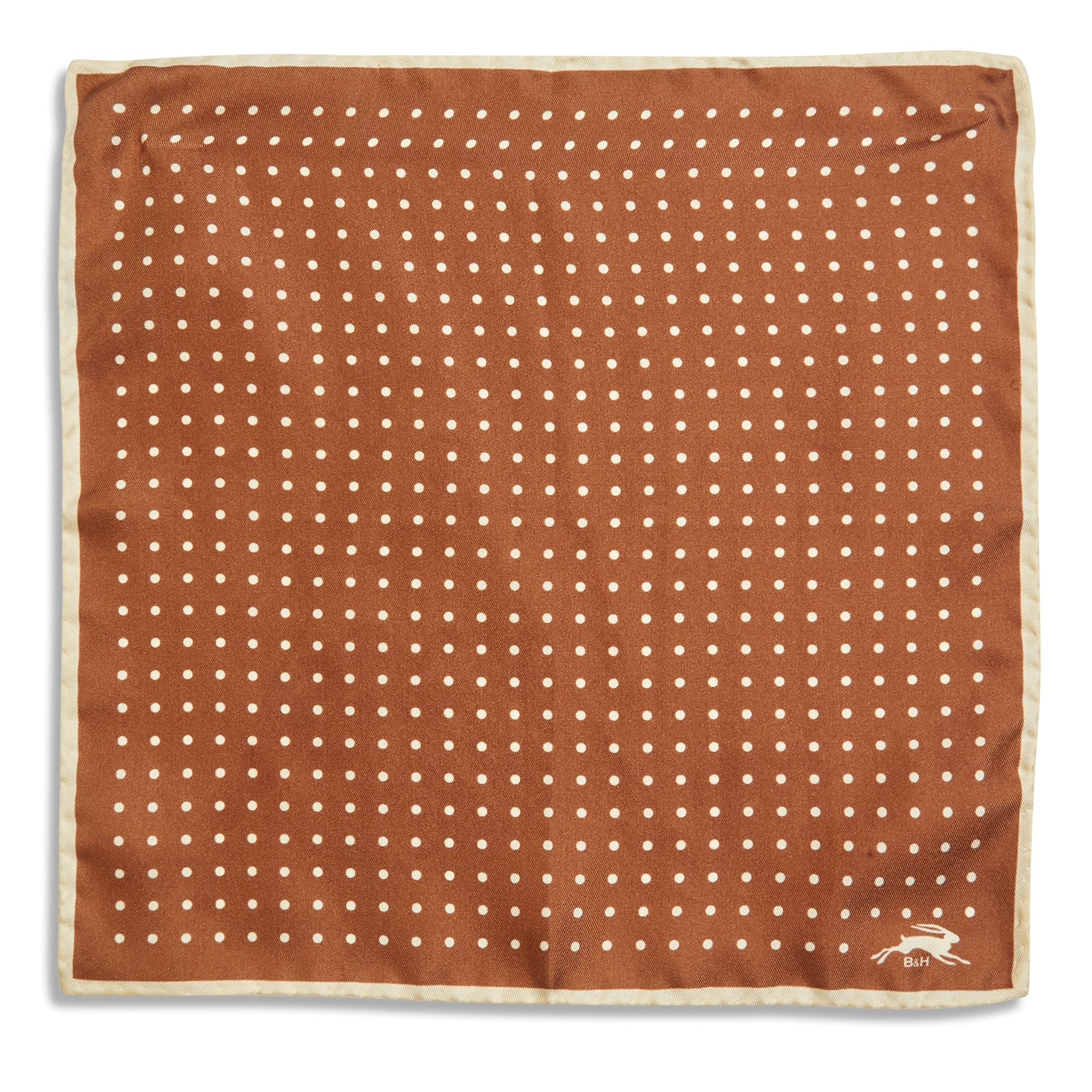 Burrows & Hare Handmade Rolled Silk Brown Polkadot Pocket Hanky - Burrows and Hare