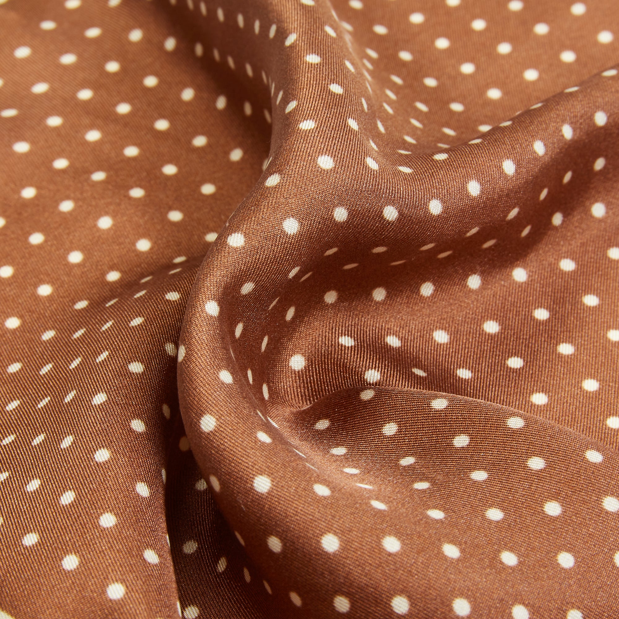 Burrows & Hare Handmade Rolled Silk Brown Polkadot Pocket Hanky - Burrows and Hare