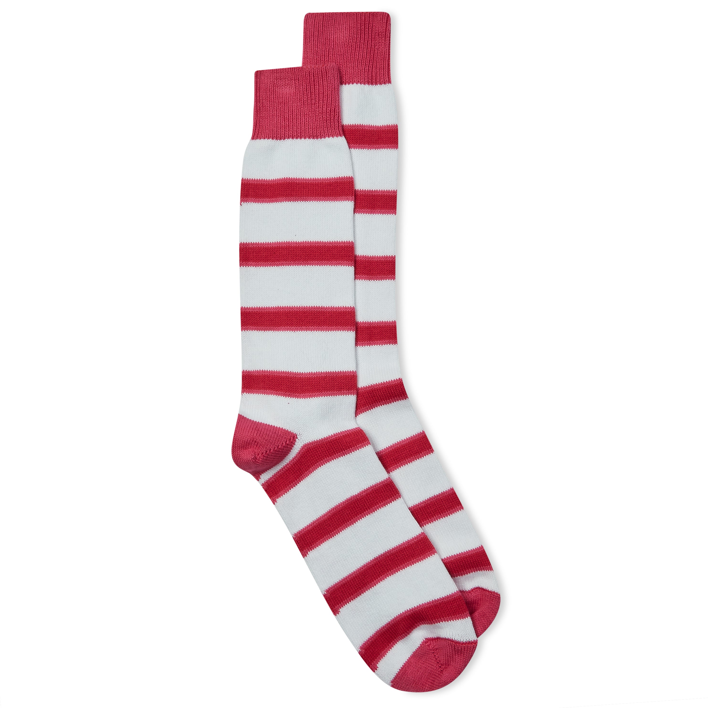 Burrows & Hare Stripe Socks - Raspberry/White - Burrows and Hare