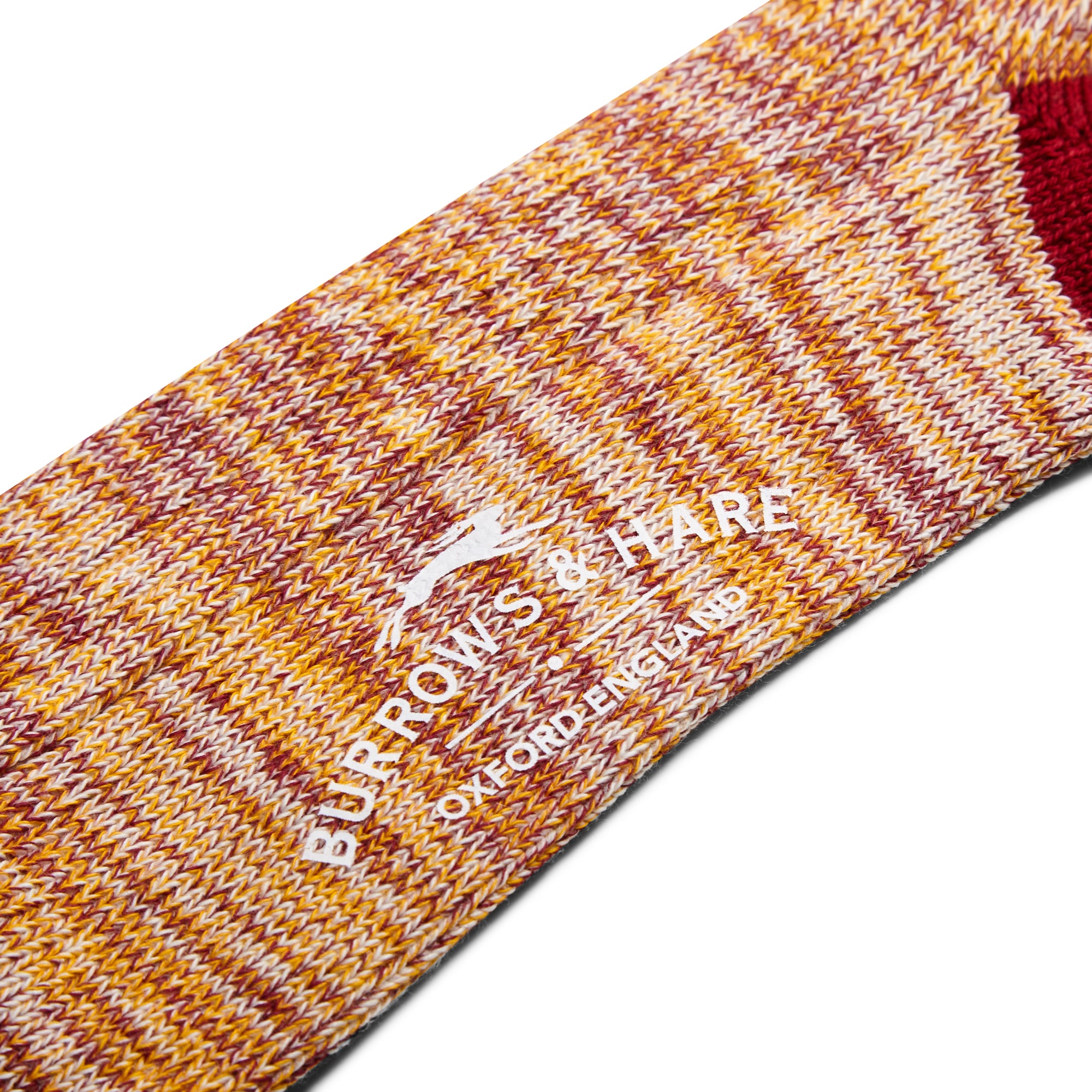 Burrows and Hare Woven Socks - Burgundy and Yellow - Burrows and Hare