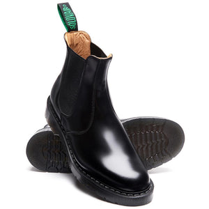 Solovair Dealer Boot - Black Hi-Shine Original Sole Smoke - Burrows and Hare