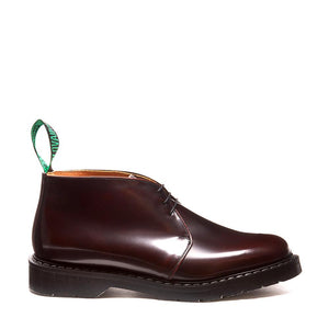 Solovair 3 Eye Chukka Boot - Burgundy Rub Off Hi-Shine Original Sole Smoke - Burrows and Hare