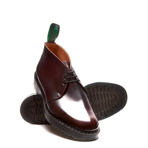 Solovair 3 Eye Chukka Boot - Burgundy Rub Off Hi-Shine Original Sole Smoke - Burrows and Hare