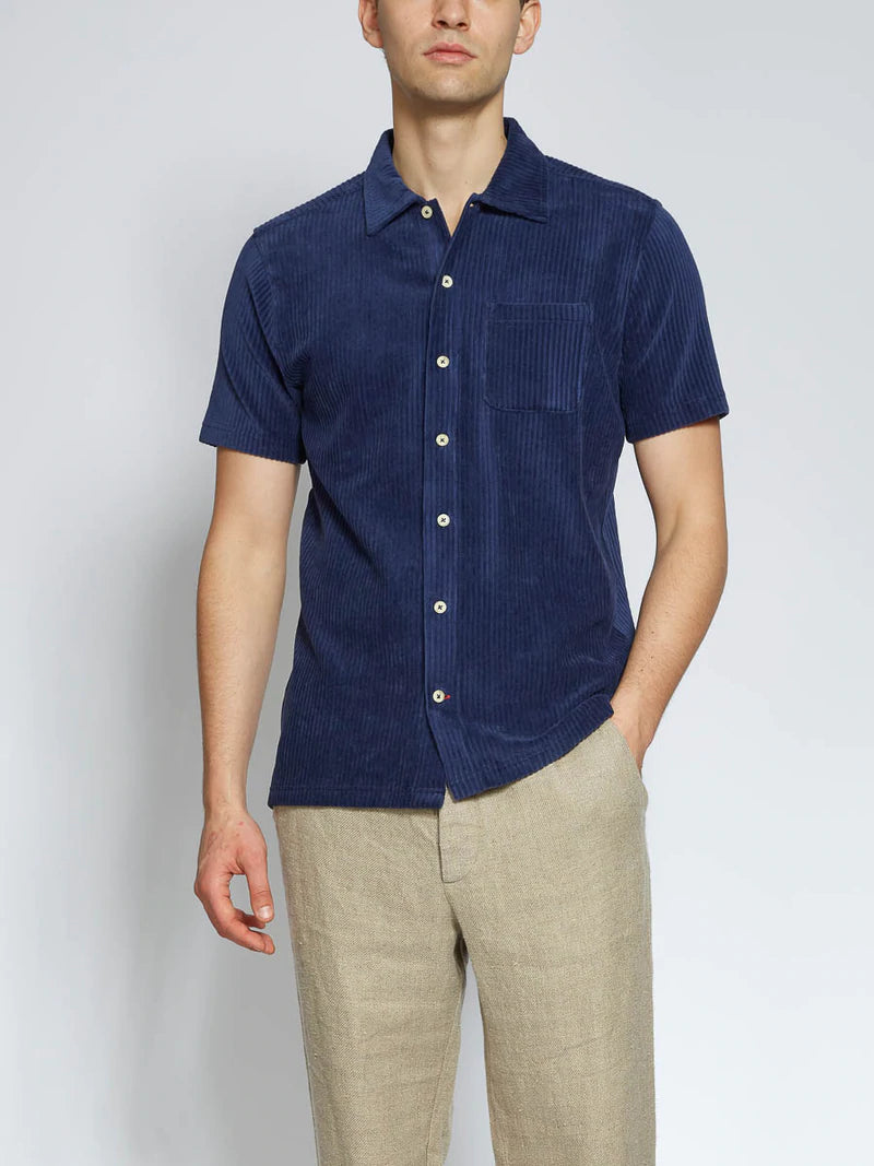 Oliver Spencer Lulworth Riviera Short Sleeve Jersey Shirt - Navy - Burrows and Hare