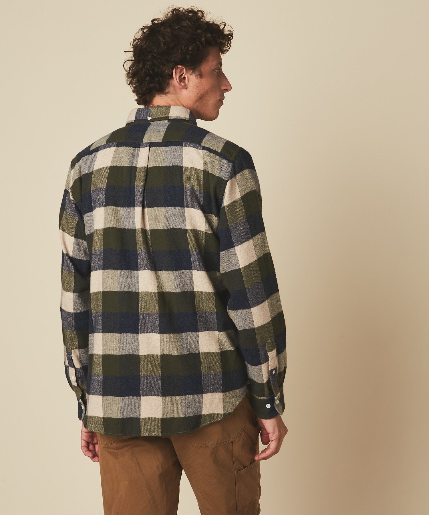 Hartford Pitt Woven Shirt - Navy, Army & Natural - Burrows and Hare