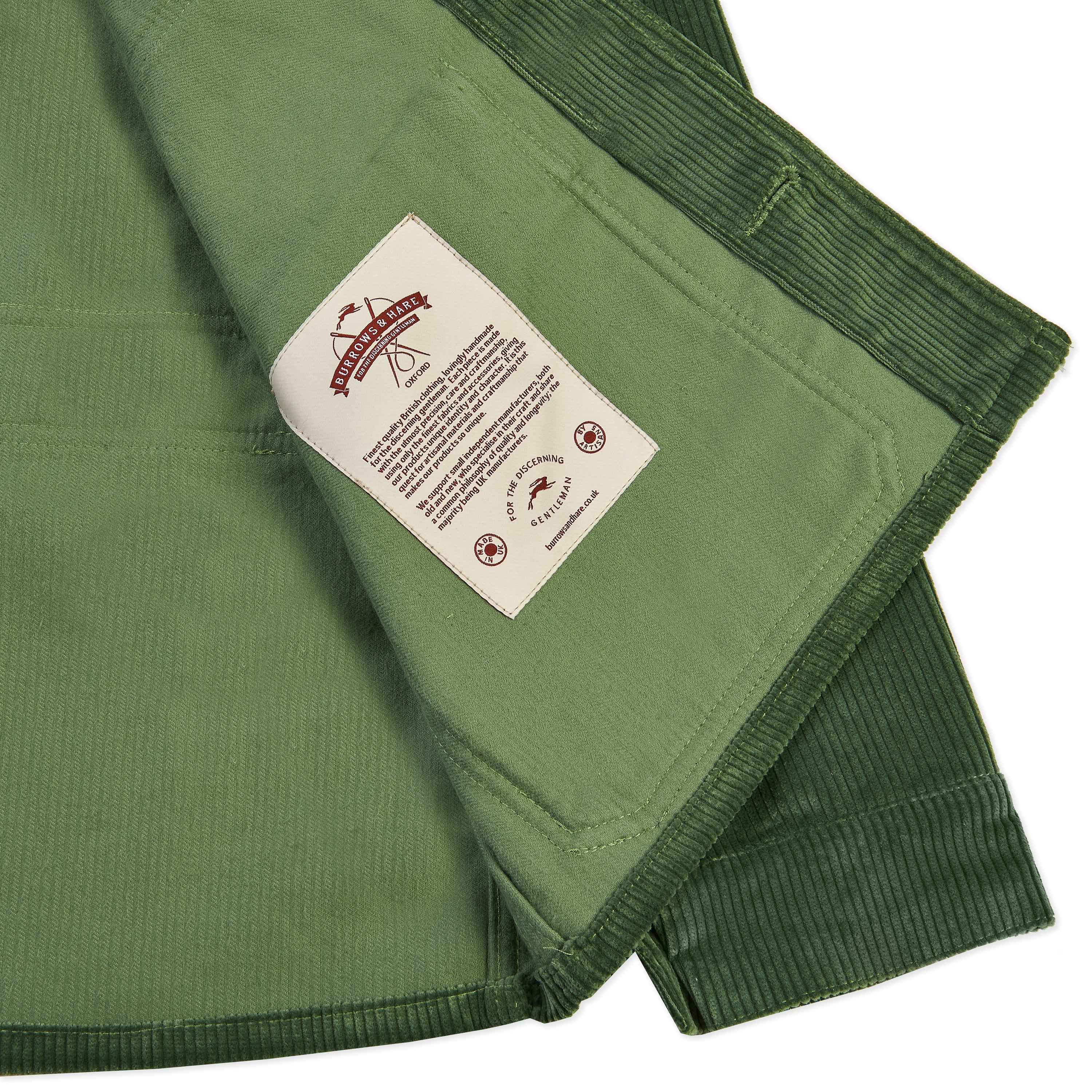 Burrows & Hare Cord Workwear Jacket - Mint - Burrows and Hare