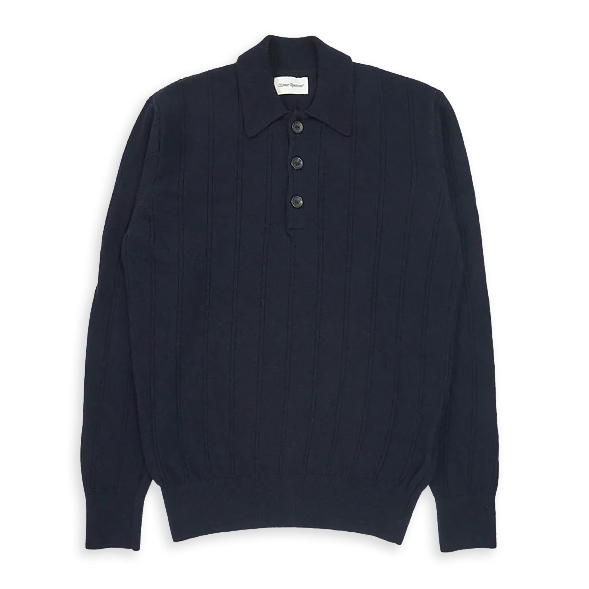 Oliver Spencer Pablo Knitted Polo Shirt - Oslo Navy - Burrows and Hare