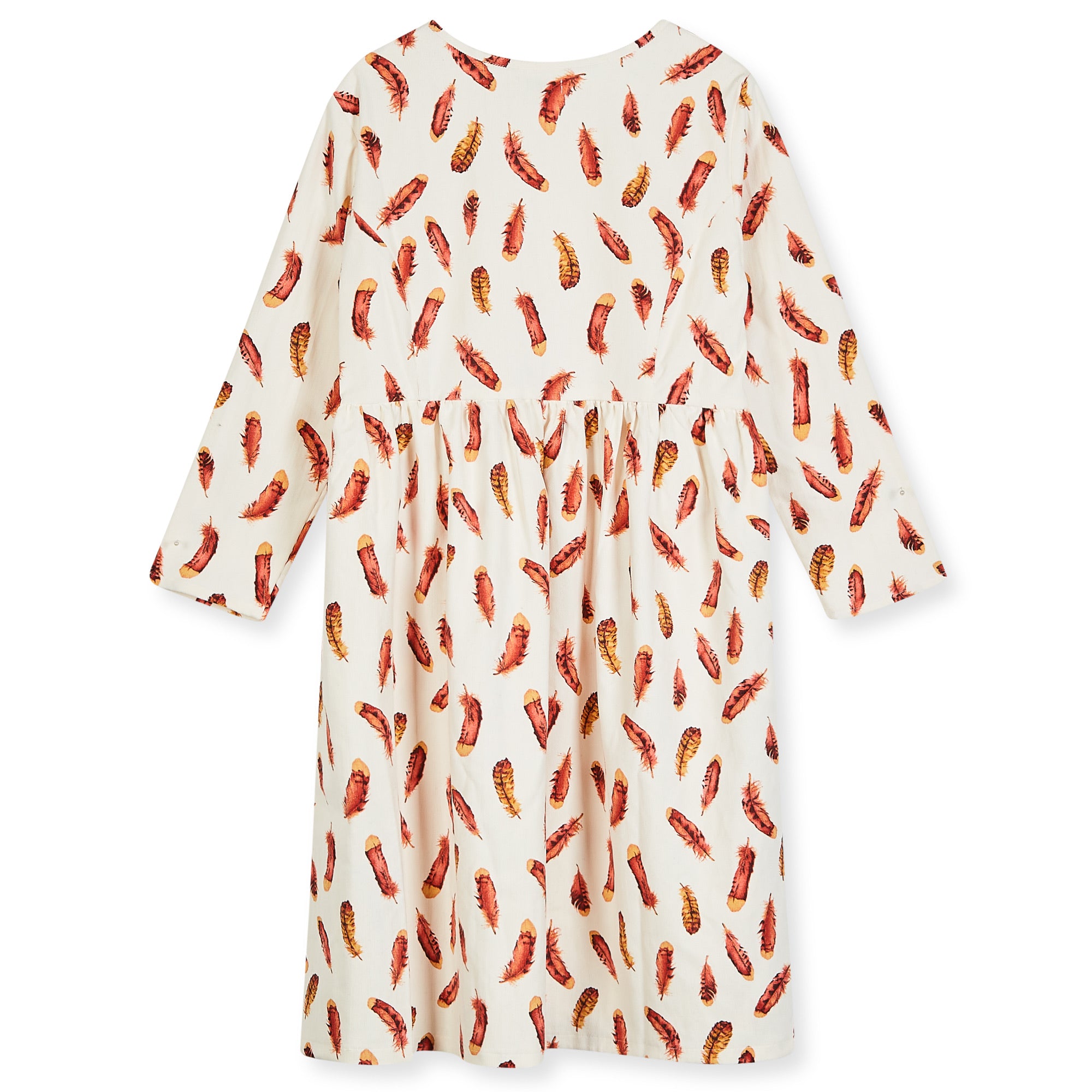 Women’s Feather Print Dress Ecru