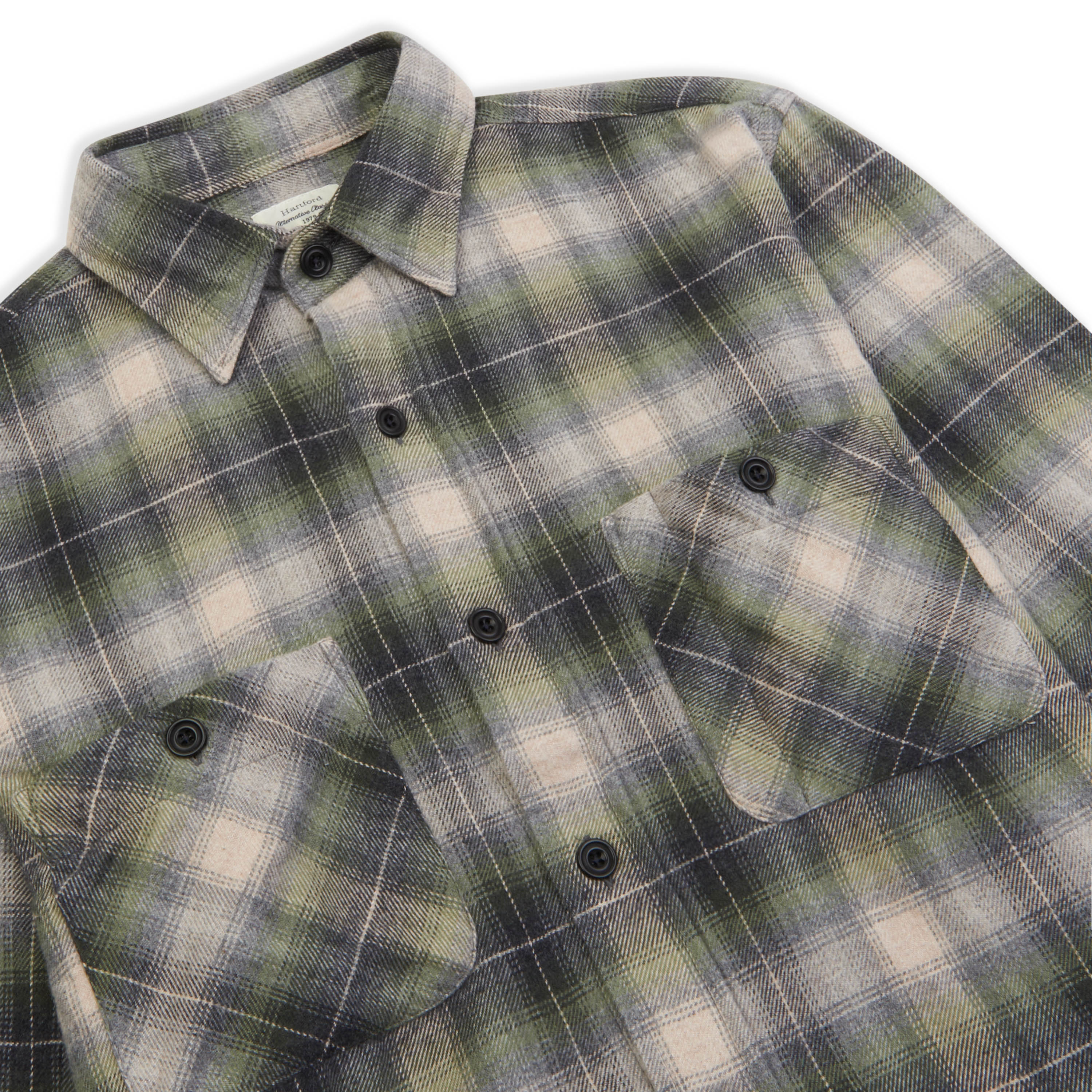 Hartford Percey Shirt - Grey & Green Check - Burrows and Hare