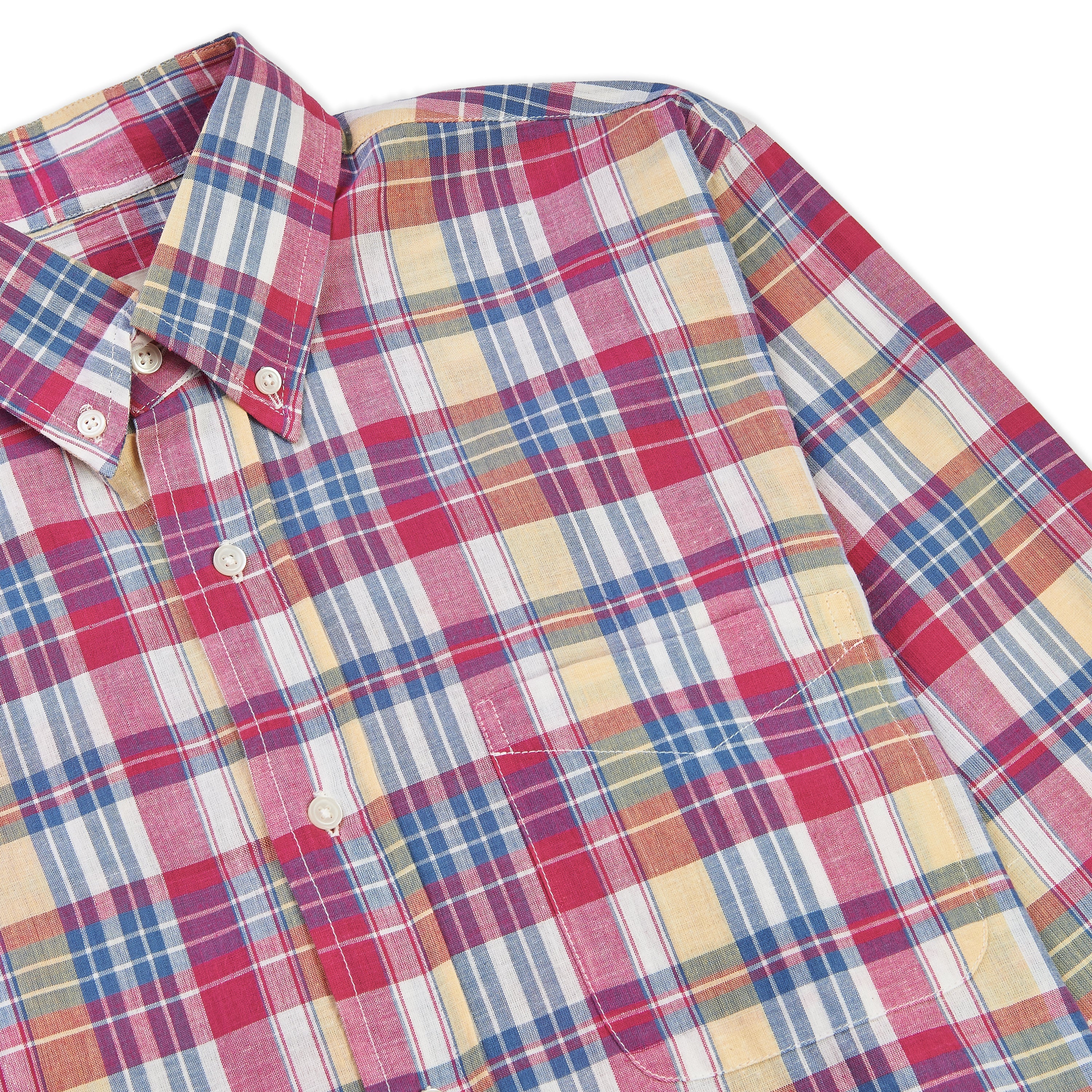 Burrows & Hare Madras Button Down Shirt - Pink - Burrows and Hare