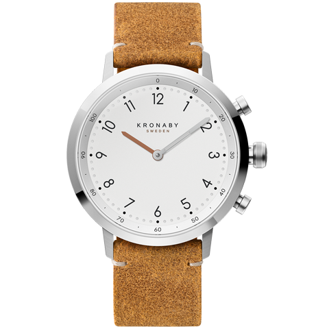 Kronaby Nord 41mm Hybrid Smartwatch - White, Brown Leather - Burrows and Hare