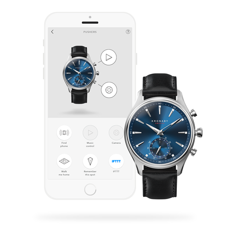 Kronaby Sekel 41mm Hybrid Smartwatch - Blue, Black Leather - Burrows and Hare